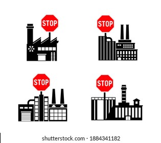Bloquear icono vectorial de fábrica prohibido. Advertencia prohibida, precaución, atención, peligro de etiqueta de restricción. diseño de signos planos de fábrica. Pictograma de símbolo de fábrica.