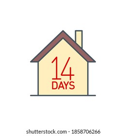 lockdown home quarantine locality 14 days single line icon isolated on white. Perfect outline symbol Coronavirus Covid19 pandemic banner. Quality design element stay home location with editable Stroke