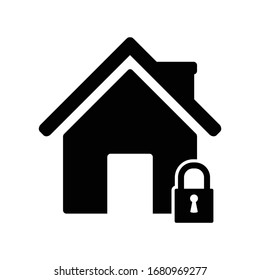 Lockdown Icon Home Icon With Lock Symbol Quarantine Stay Home Sign