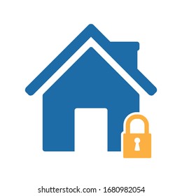 lockdown icon home icon with lock symbol quarantine stay home sign