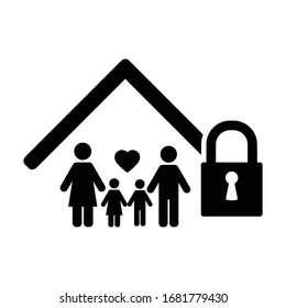 lockdown icon home icon with lock symbol quarantine stay home sign