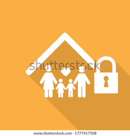  lockdown icon home icon with lock symbol quarantine stay home sign with long shadow vector