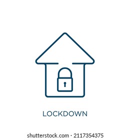 lockdown icon. Thin linear lockdown outline icon isolated on white background. Line vector lockdown sign, symbol for web and mobile