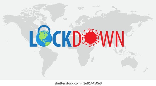 lockdown letter logo, social distance, world lockdown, vector illustration