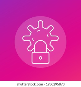 lockdown line icon with virus