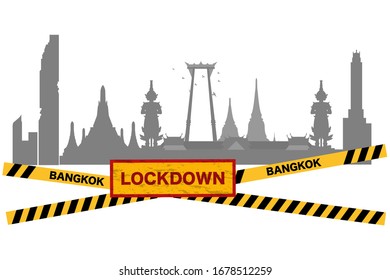 Lockdown Prevention Bangkok city from Covid-19 or Coronavirus disease pandemic vector