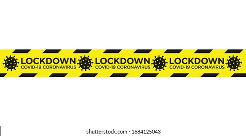 Lockdown and Quarantine. Stop Coronavirus crisis Covid-19 disease. Police line. Vector Logo.