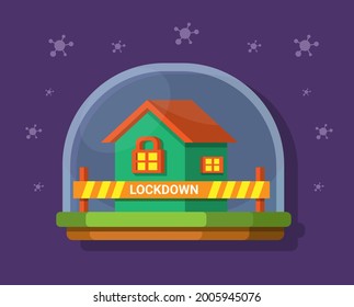 Lockdown stay at home with safety from virus pandemic symbol illustration vector 