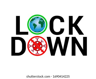 lockdown text vector illustration, coronavirus, covid-19 
