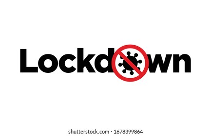 Lockdown Typography with Coronavirus Icon