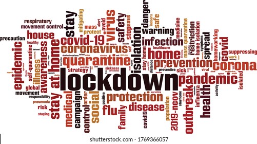 Lockdown word cloud concept. Collage made of words about lockdown. Vector illustration 