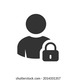 Locked account. User with padlock. Profile security. Profile, secure, private avatar icon