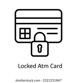 Locked Atm Card  Vector  outline Icon Design illustration. Cyber security  Symbol on White background EPS 10 File