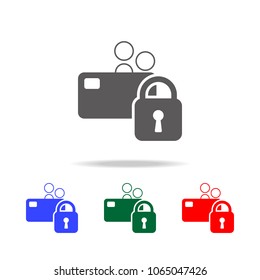 Locked bank card. Elements of cyber security multi colored icons. Premium quality graphic design icon. Simple icon for websites, web design, mobile app, info graphics on white background