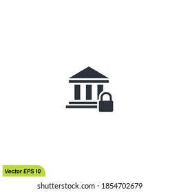 plantilla de logotipo del vector de icono de banco bloqueado