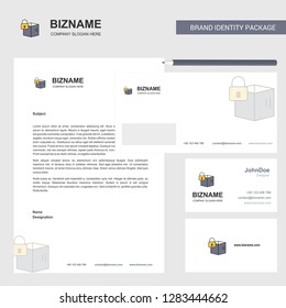 Locked box Business Letterhead, Envelope and visiting Card Design vector template