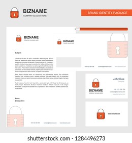 Locked Business Letterhead, Envelope and visiting Card Design vector template