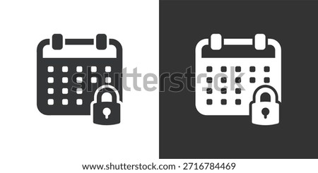 Locked Calendar icon. Solid glyph series icon