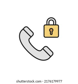 Locked calls interface phone symbol. Blacklist call icon. High quality coloured vector illustration.