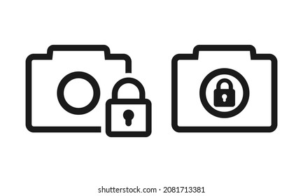 Locked camera icon. Illustration vector