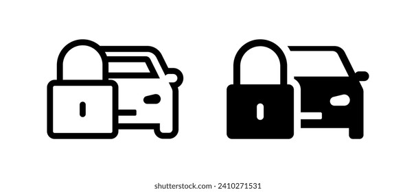 Locked car icon. Dashboard warning symbol