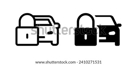 Locked car icon. Dashboard warning symbol