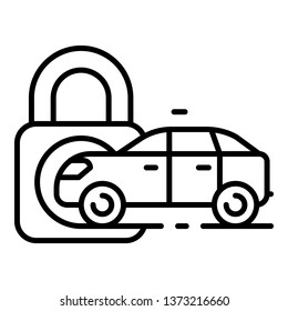 Locked car icon. Outline locked car vector icon for web design isolated on white background