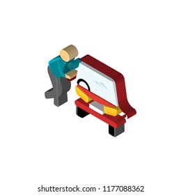 Locked car isometric left top view 3D icon