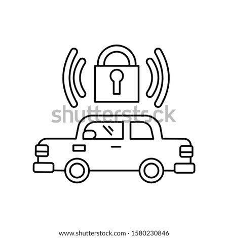 locked car, car key, secure line icon on white background