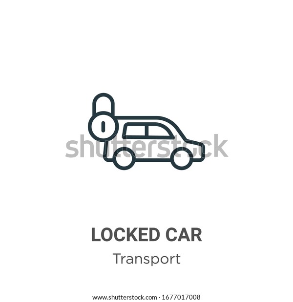 Locked car outline\
vector icon. Thin line black locked car icon, flat vector simple\
element illustration from editable transport concept isolated\
stroke on white\
background
