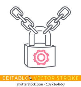 Locked chain icon. White background. Easy changing vector with editable strokes.