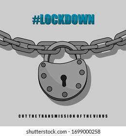 Locked chain with padlock for Lockdown or quarantine activity vector Illustration for template design