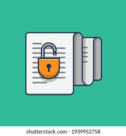 Locked or closed access document file illustration design. flat cartoon style