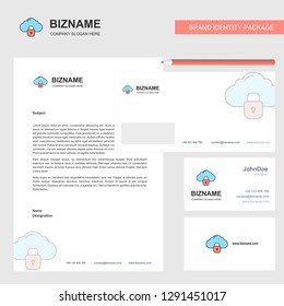 Locked cloud  Business Letterhead, Envelope and visiting Card Design vector template