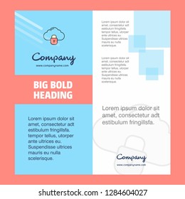 Locked cloud  Company Brochure Title Page Design. Company profile, annual report, presentations, leaflet Vector Background