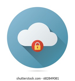 locked cloud computing icon vector flat design style