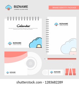 Locked cloud  Logo, Calendar Template, CD Cover, Diary and USB Brand Stationary Package Design Vector Template