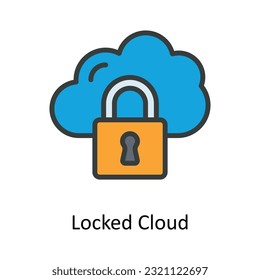 Locked Cloud Vector Fill outline Icon Design illustration. Cyber security  Symbol on White background EPS 10 File