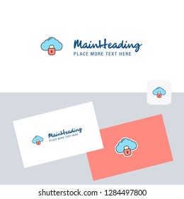Locked cloud  vector logotype with business card template. Elegant corporate identity. - Vector