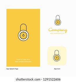 Locked Company Logo App Icon and Splash Page Design. Creative Business App Design Elements