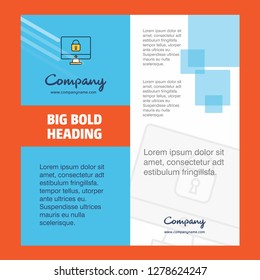 Locked computer Company Brochure Title Page Design. Company profile, annual report, presentations, leaflet Vector Background