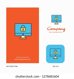 Locked computer Company Logo App Icon and Splash Page Design. Creative Business App Design Elements