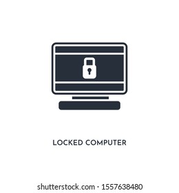 locked computer icon. simple element illustration. isolated trendy filled locked computer icon on white background. can be used for web, mobile, ui.