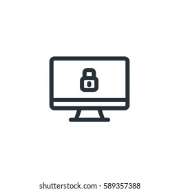 Locked computer vector icon