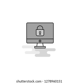 Locked computer Web Icon. Flat Line Filled Gray Icon Vector