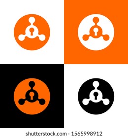 Locked connection symbol, secure hub icon design, circle shape vector illustration