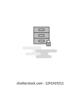 Locked cupboard Web Icon. Flat Line Filled Gray Icon Vector