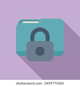 Locked data folder icon flat vector. Copyright protection. Approved decision