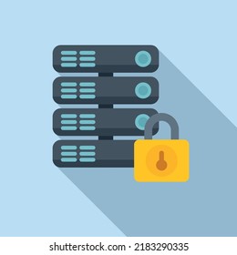 Locked data server icon flat vector. Platform system. Human access