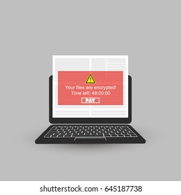 Locked Device, Encrypted Files, Lost Documents, Ransomware Attack - Virus Infection, Malware, Fraud, Spam, Phishing, Email Scam, Hacking - IT Security Concept Design, Vector illustration
